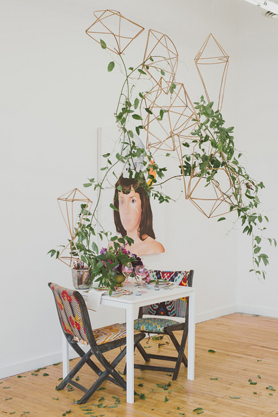 Purple bohemian wedding tablescape