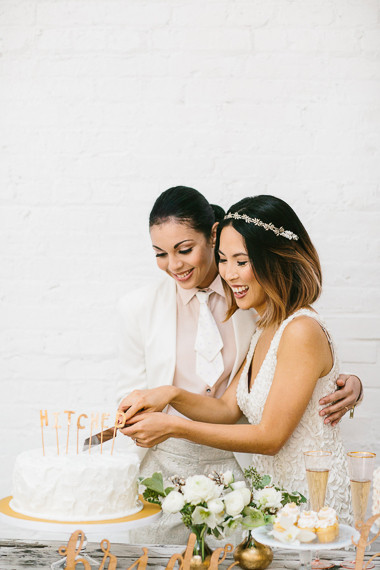 Modern white & pink wedding