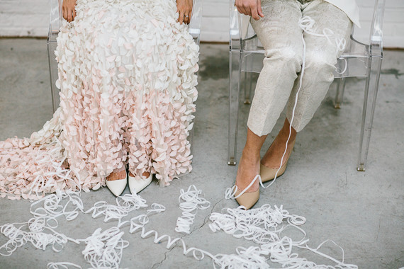 Modern white & pink wedding shoes