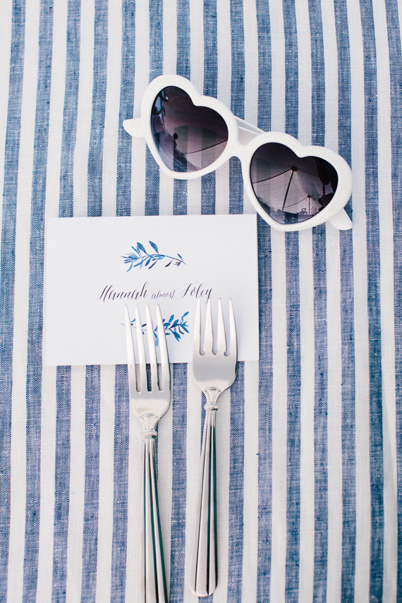 Blue and white place setting