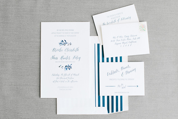 White and blue invitation set
