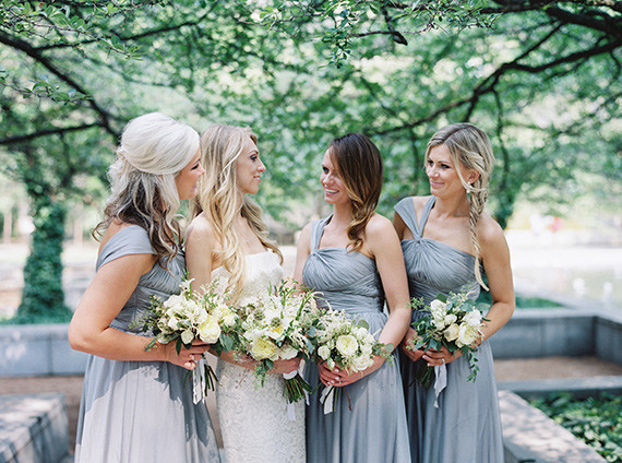 Bridesmaids with grey dresses