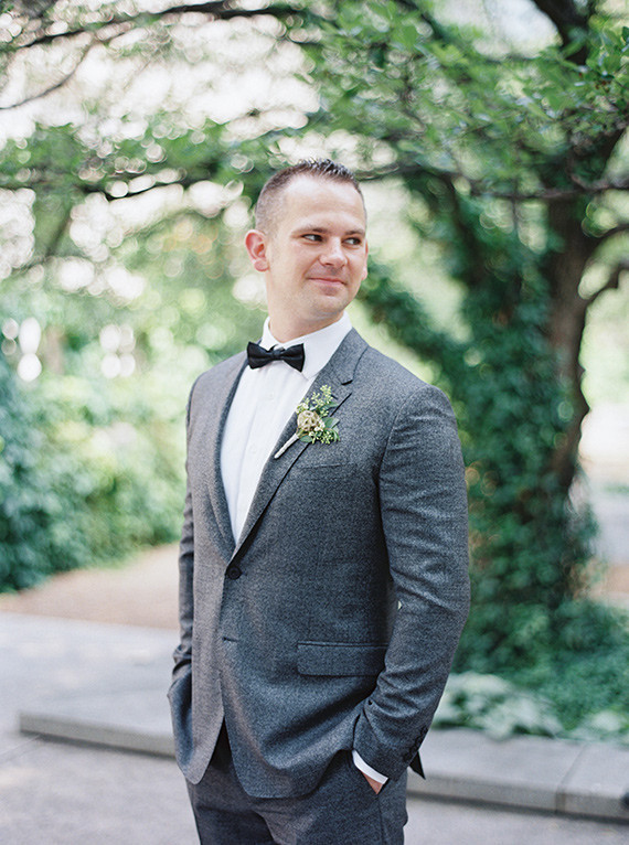 Groom in grey suit