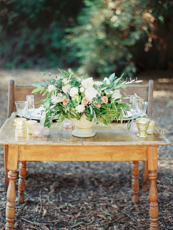 Wood and gold tablescape