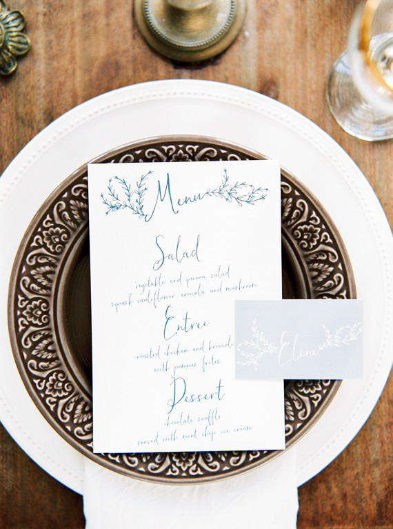 Vintage wedding menu