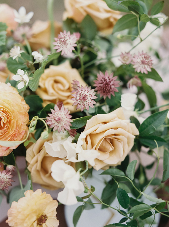 Rose and ranunculus floral centerpiece