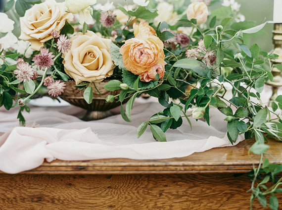 Rose and ranunculus floral centerpiece