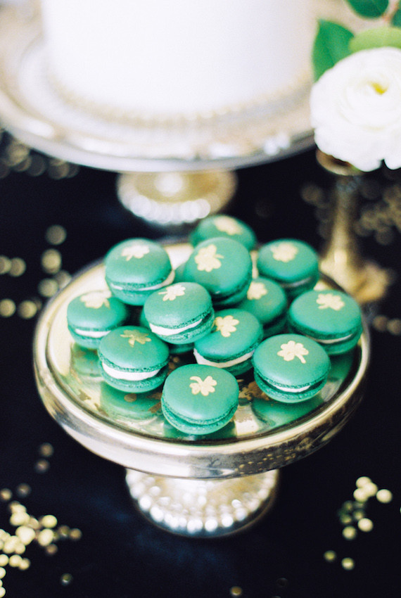 Green and gold macarons