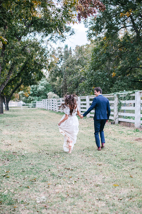 Rustic outdoor wedding portrait