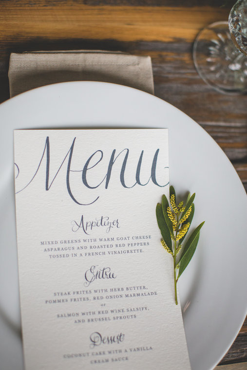 Vintage blue and white menu