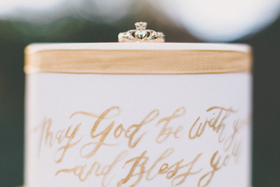 Gold calligraphy wedding cake