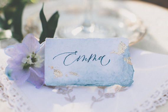 Blue watercolor place cards
