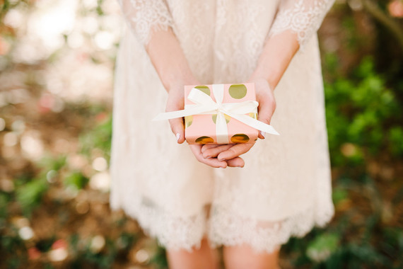 Gold polka dot gift wrap