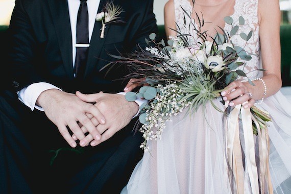 Ranunculus and euctalyptus bouquet