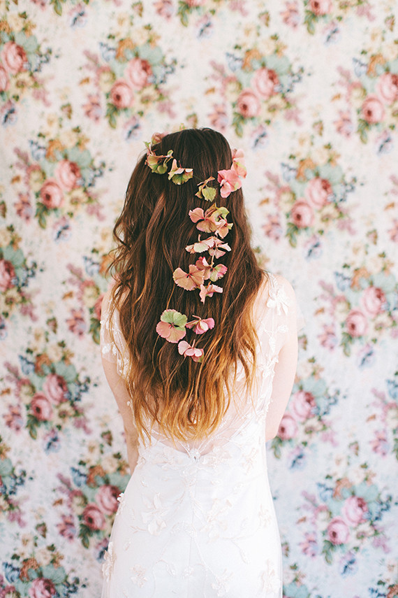 Long hair with florals