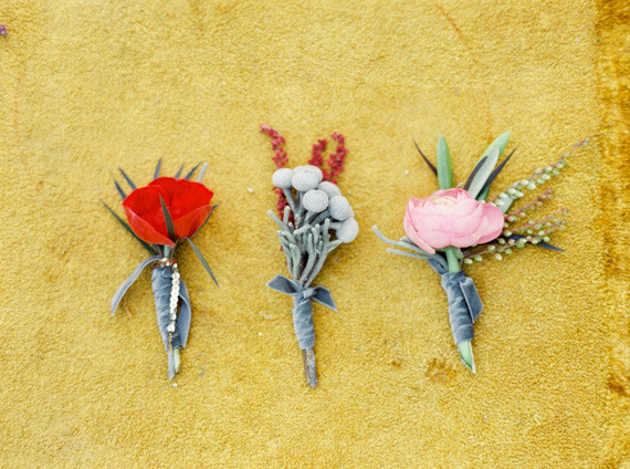 Modern Bohemian Wedding Boutonnieres Inspiration