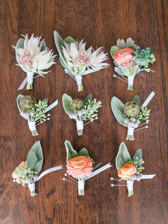 Modern Nautical Wedding Boutonnieres Inspiration