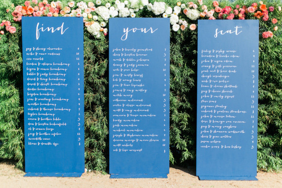 Modern Nautical Wedding Blue Escort Card Signage Inspiration