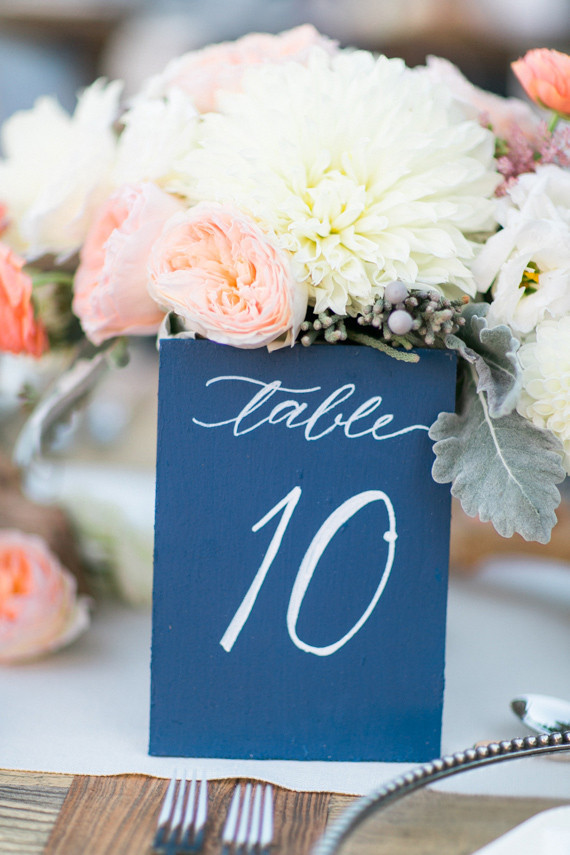 Modern Nautical Wedding Blue Table Numbers Inspiration