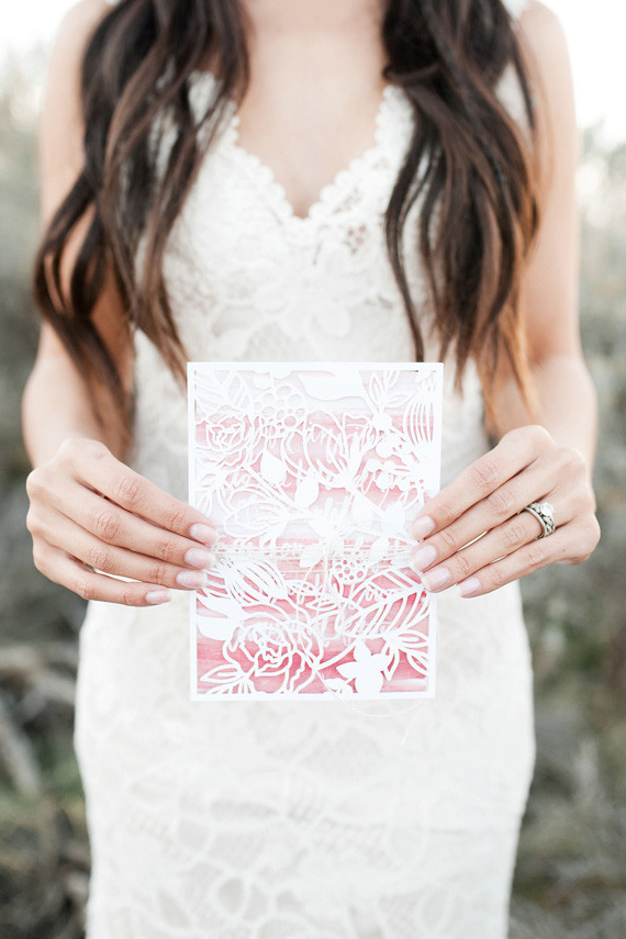 Pink and white watercolor invitation