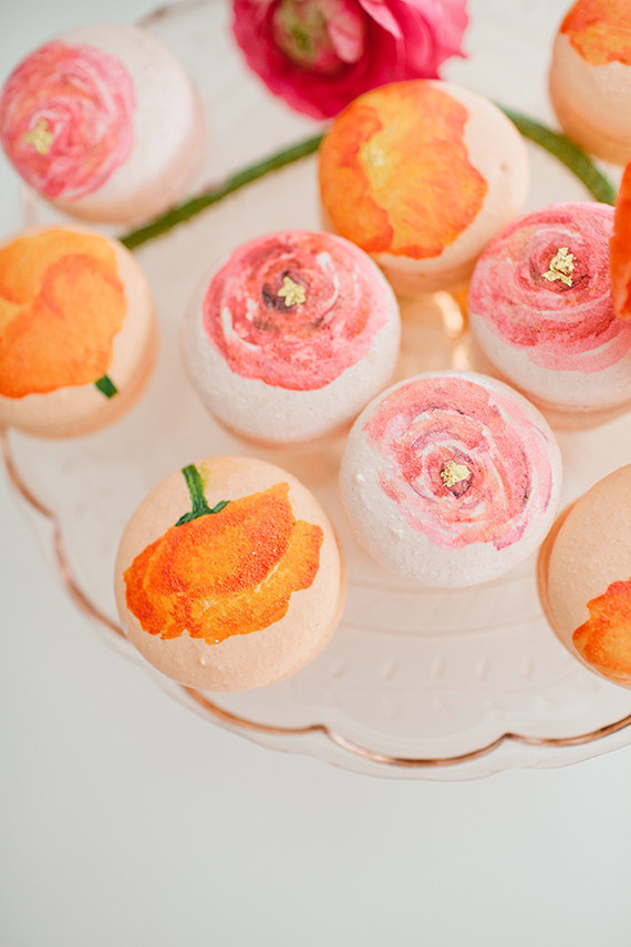 Pink and orange floral macaroons