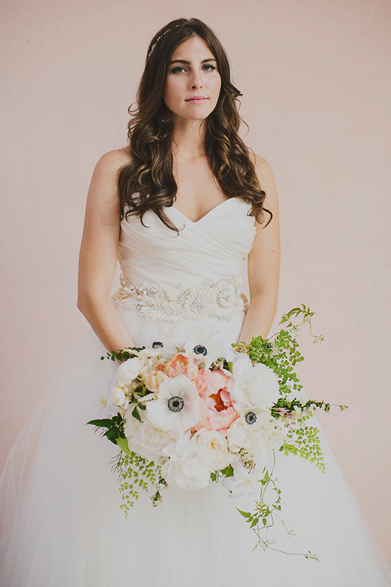 Bride with peony bouquet
