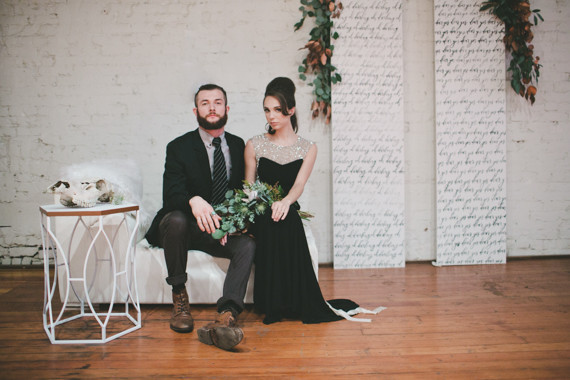 Rustic Black and White Wedding Portrait