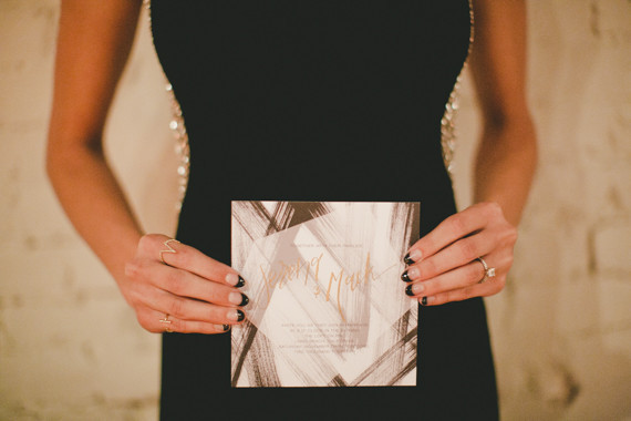 Rustic Black and White Wedding Invitation