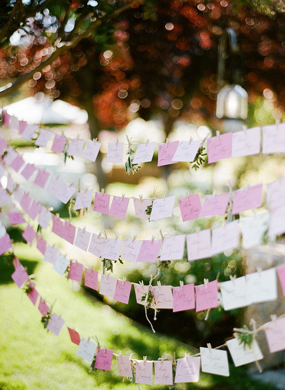 Romantic Outdoor Napa Wedding Escort Cards Inspiration