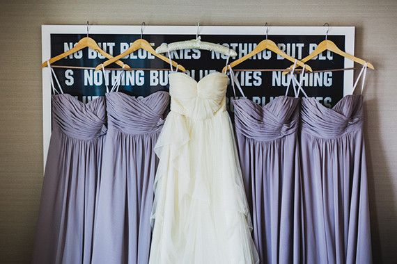 Purple Bridesmaid Dresses and Wedding Dress