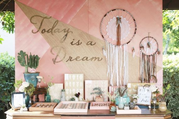 Modern Bohemian Southwestern Wedding Escort Card Table Display