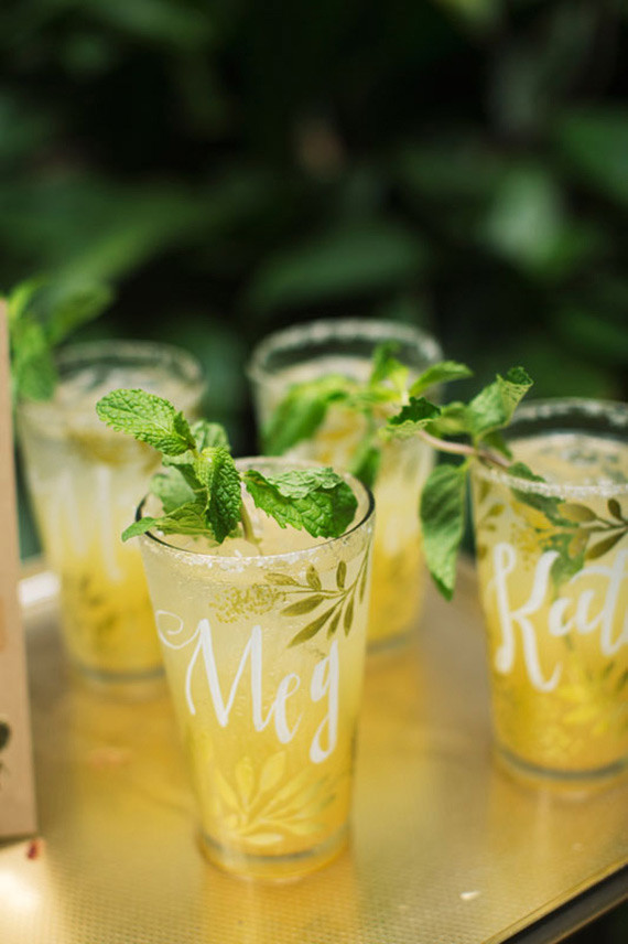 Yellow cocktails with calligraphy names
