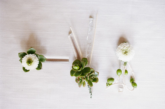 Modern Green and White Boutonierre