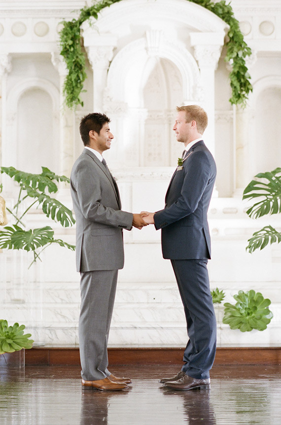 Modern Green and White Same Sex Wedding Ideas Inspiration