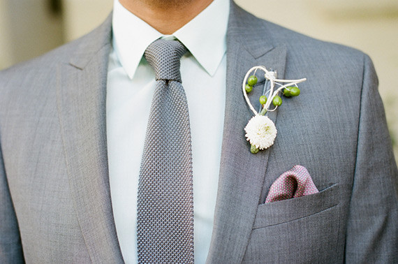 Modern Green and White Boutonierre