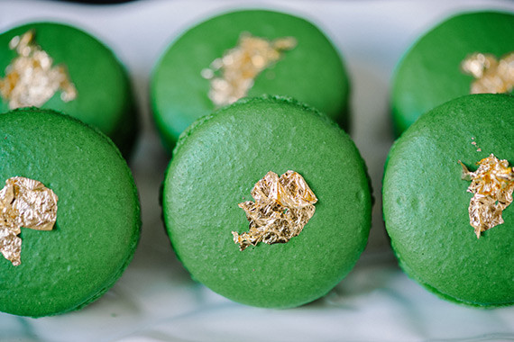 Green and gold macarons
