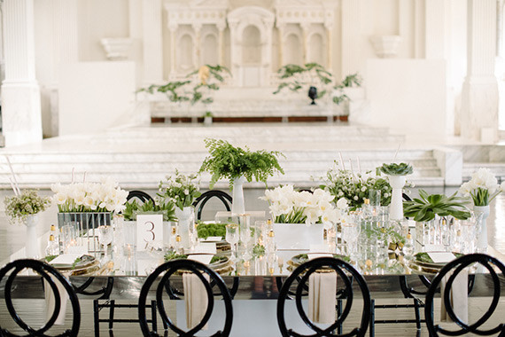 Modern Green and White Tablescape