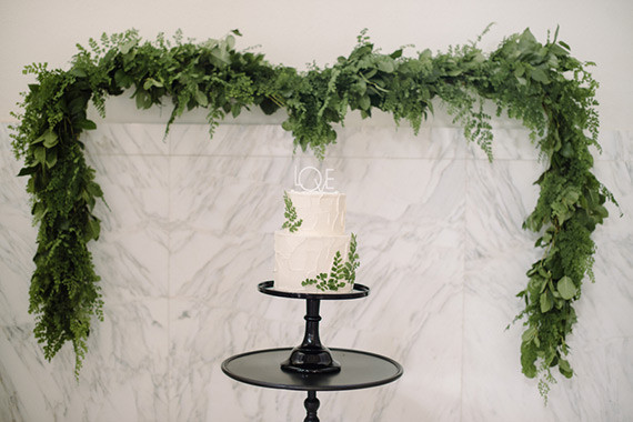 Modern Green and White Same Sex Wedding Cake Inspiration