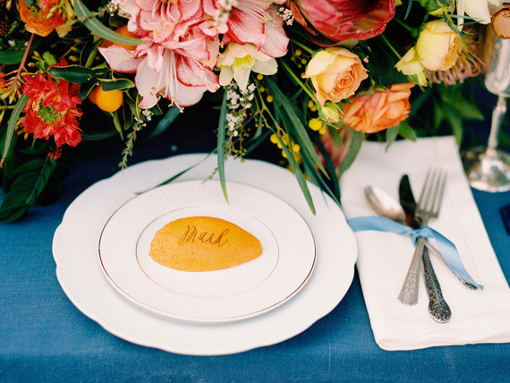 Romantic Mediterranean Wedding Place Setting Inspiration