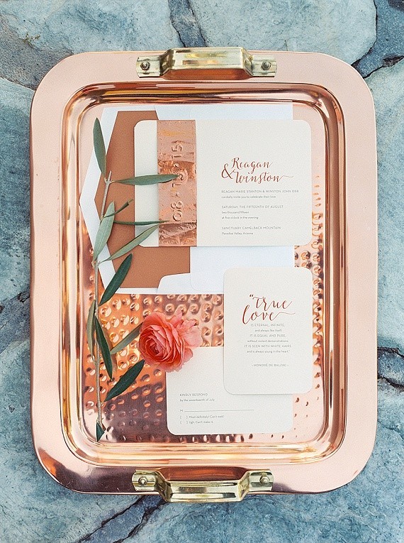 Copper & Coral Wedding Invitations Inspiration