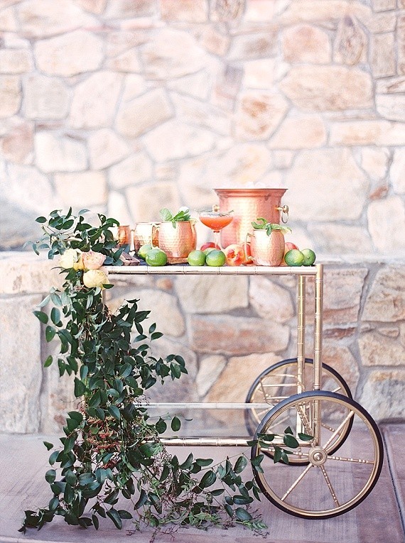 Copper & Coral Wedding Bar Cart