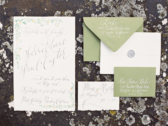 Green and White Rehearsal Dinner Invitation
