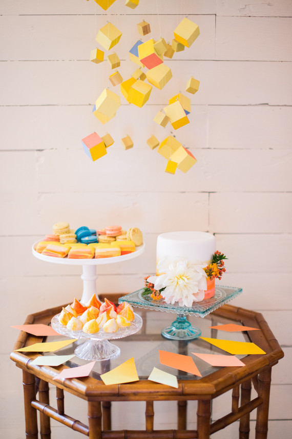 Bright, modern dessert table