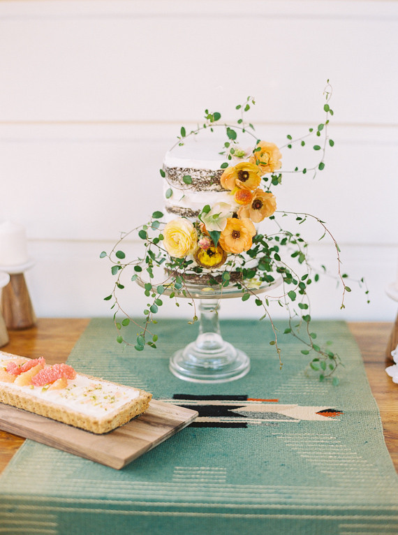 Yellow floral wedding cake
