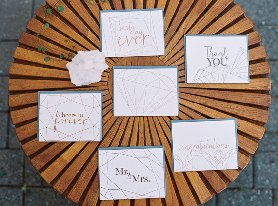 Modern letterpress wedding invitation