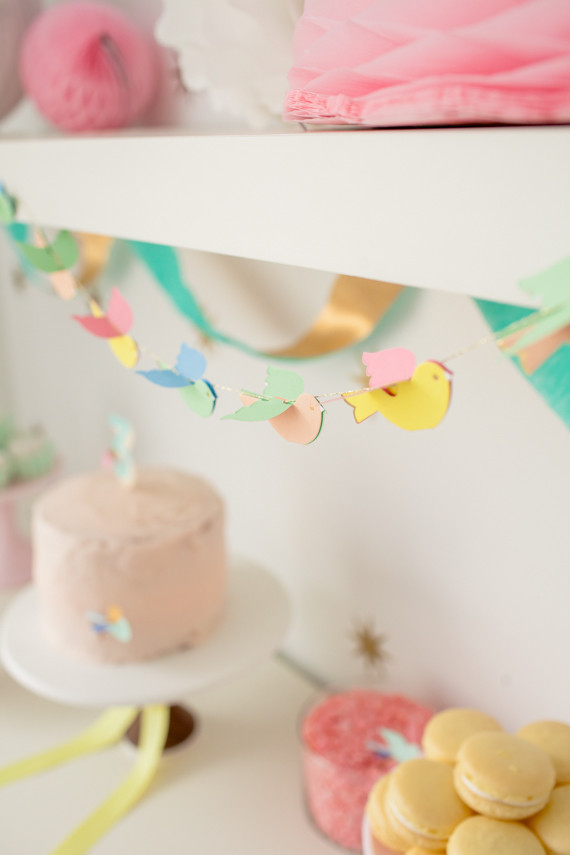 Girls 3rd birthday and bird garland