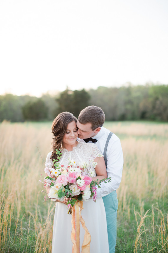 Pink tulip bridal bouquet