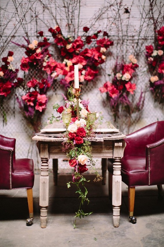 Industrial berry & marsala wedding inspiration