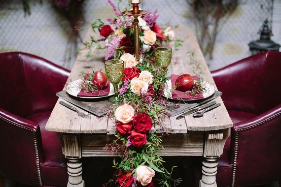 Industrial berry & marsala wedding inspiration