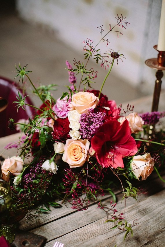 Industrial berry & marsala wedding inspiration Inspiration